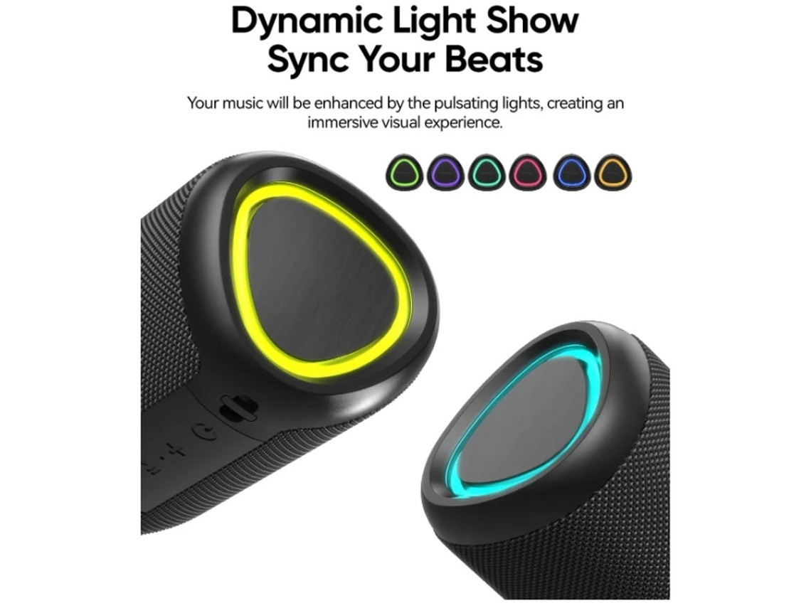Alto Falante Bluetooth Portátil Com Luzes Som Potente E Cristalino Ipx5 À Prova Dágua Tempo De Reprodução O Dia Todo Entrada Para Cartão Aux Yizhood