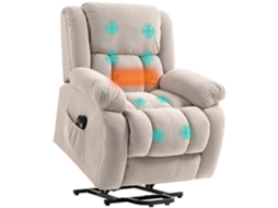 Poltrona Elétrica Reclinável com Massagem e Aquecimento, Apoio para os Pés, Encosto Reclinável, Controle Remoto e Bolso Lateral. CHEZMOI