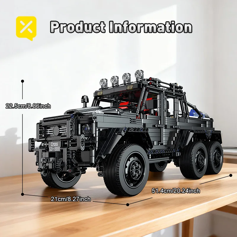 (3224 Peças) Conjunto De Blocos De Montar 6x6 Para Caminhão E Suv Off-road Pesado, Escala 1:8, Modelo Técnico.