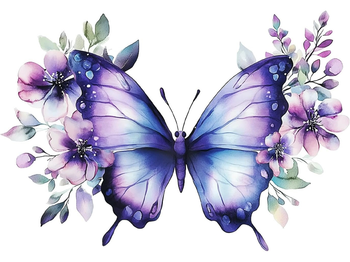 Desenhos Animados Flores Violetas Borboletas Mural Adesivos Quarto Sala Decoração de Casa