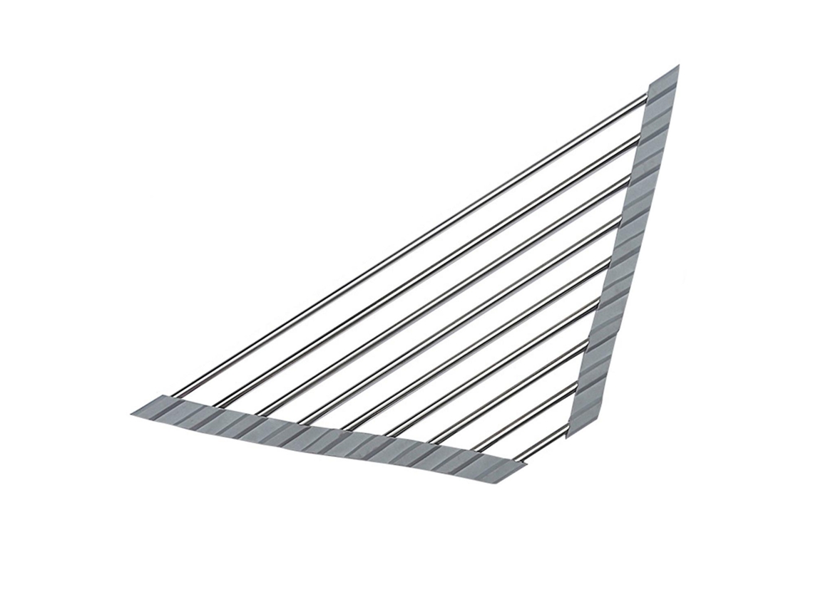 Escorredor De Alimentos Triangular Dobrável E Reutilizável Em Aço Inoxidável Para Pia, Ideal Secar Frutas Legumes. Cor: Cinza. -aquaforge