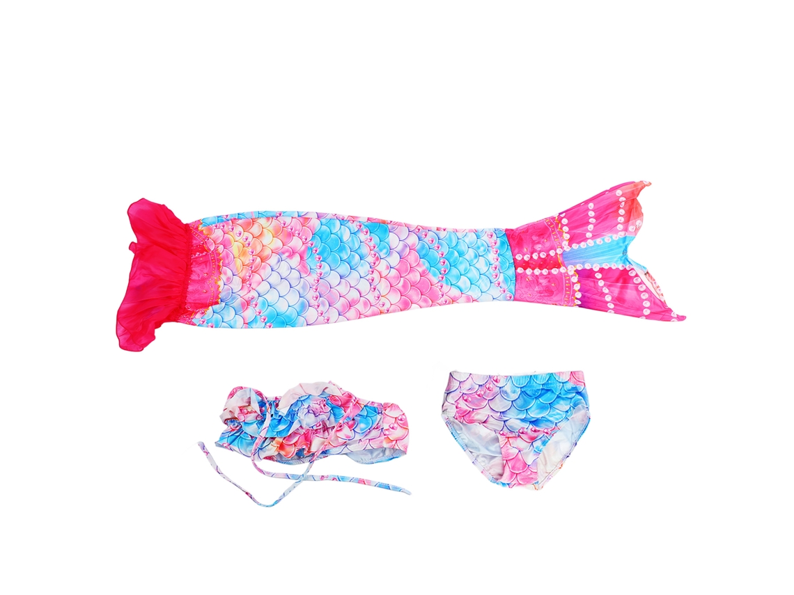 Traje de Sereia Business para Crianças com Cauda de Poliéster, Traje de Banho para Meninas 120cm S/MARCA