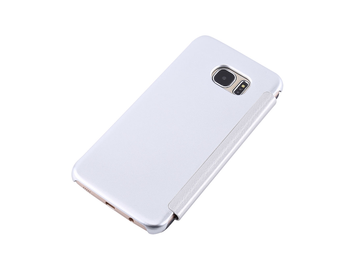Capa Flip Mirror Samsung S7 Edge Prata EOOCOO com display smart