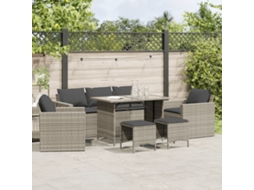 Vidaxl 6 Pcs Conj. Sofás Jardim Com Almofadões Vime Pe Cinzento-claro