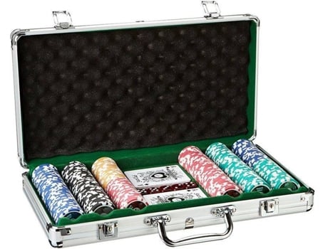 Jogo de Tabuleiro  Maleta Poker 300 Fichas Esmaltadas
