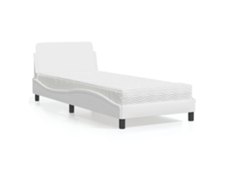 Vidaxl Cama Com Colchão Dover 80x200 Cm Couro Artificial Branco