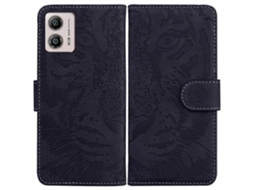 Capa De Couro Com Estampa De Tigre Para Motorola Moto G13 / G23 / G53