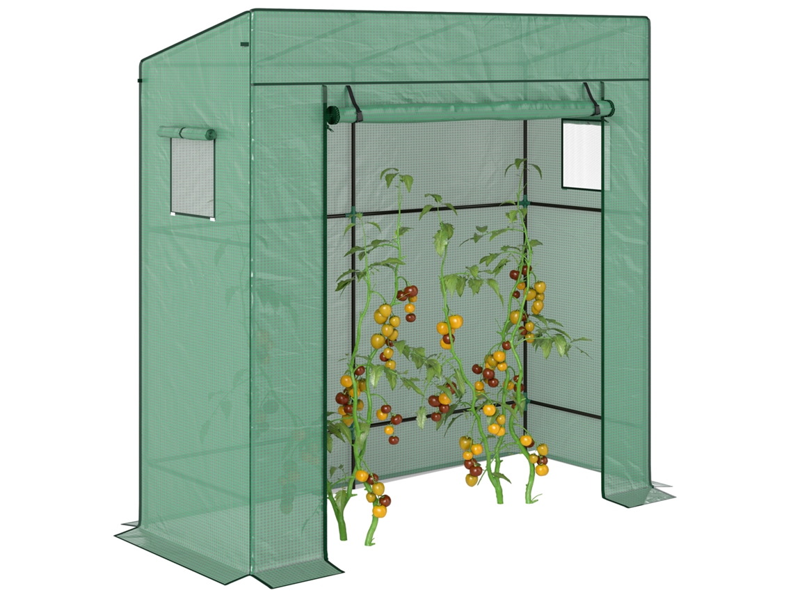 Estufa De Cm Jardim Montada Na Parede Com 1 Porta Enrolável, Lona Reforçada Pe, 2 Janelas, Escuro. 196l X 77w 197/178h