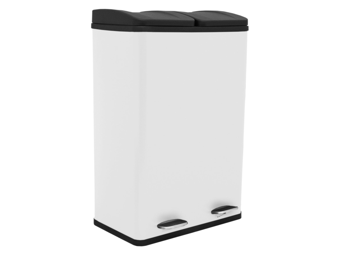 Metalixeira Com Pedal Duplo 2x30l Reciclagem, Branca Monstershop