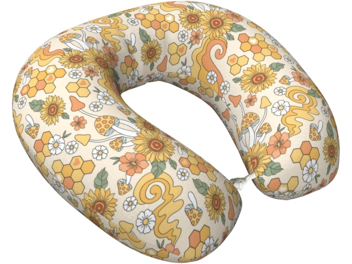 Travesseiro de Viagem Espuma Viscoelástica com Estampa Hippie S/MARCA