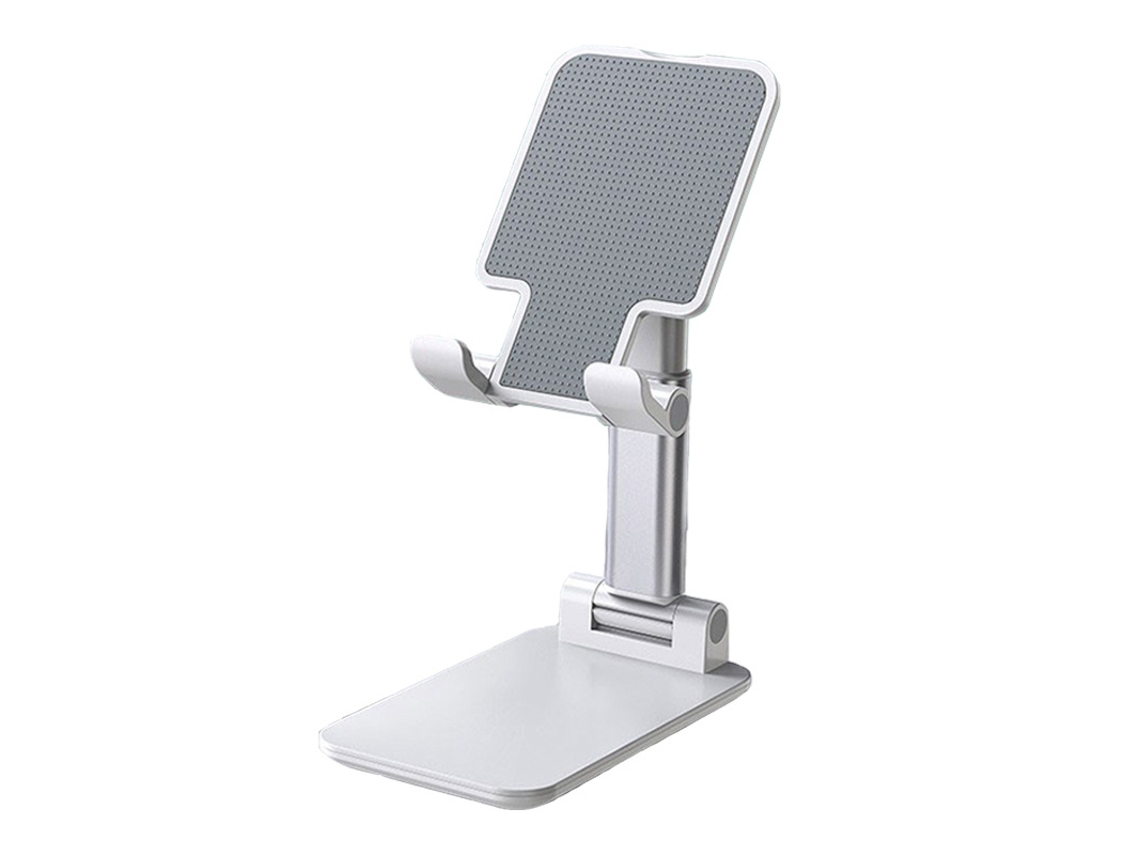 Suporte para Smartphone Tablet Branco Altura Ajustável Dobrável Led Usb Portátil Casa Escritório Compacto Resistente Viagem Universal STELASPLEN
