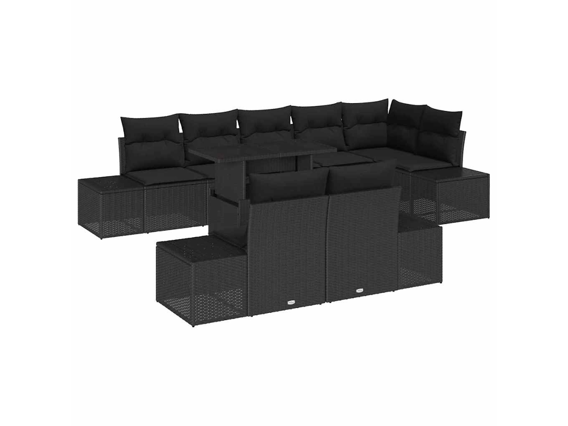 Maison Exclusive - Conjunto De Sofá De Jardim Com Almofada 9 Pcs Preto Vime Pe