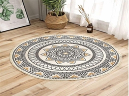 Lurelia Tapete Mandala Redondo Boémio Lavável Macio Ø92 Cm