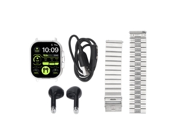 Aetheria relógio Inteligente 2 em 1 com Fones de Ouvido Bluetooth Tela Hd 2.01 Polegadas Fitness Tracker Prata