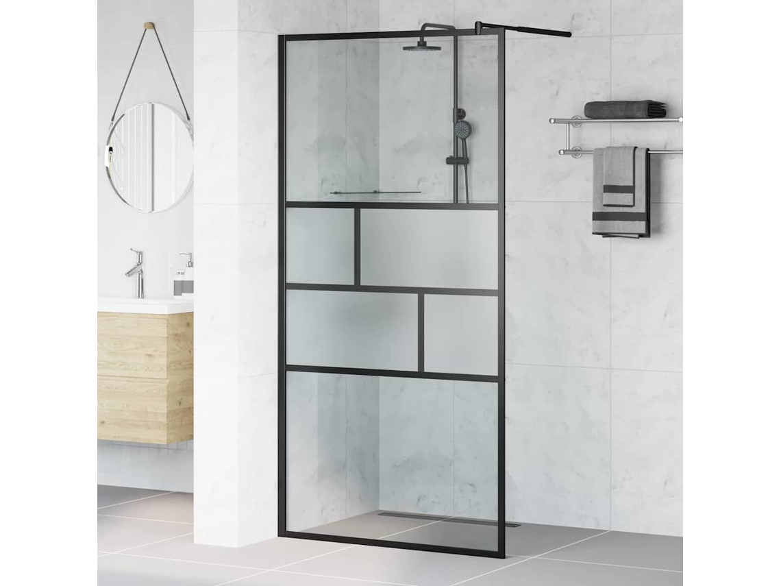 Vidaxl Parede De Chuveiro Walk-in Preto 100 X 195 X 0,5 Cm