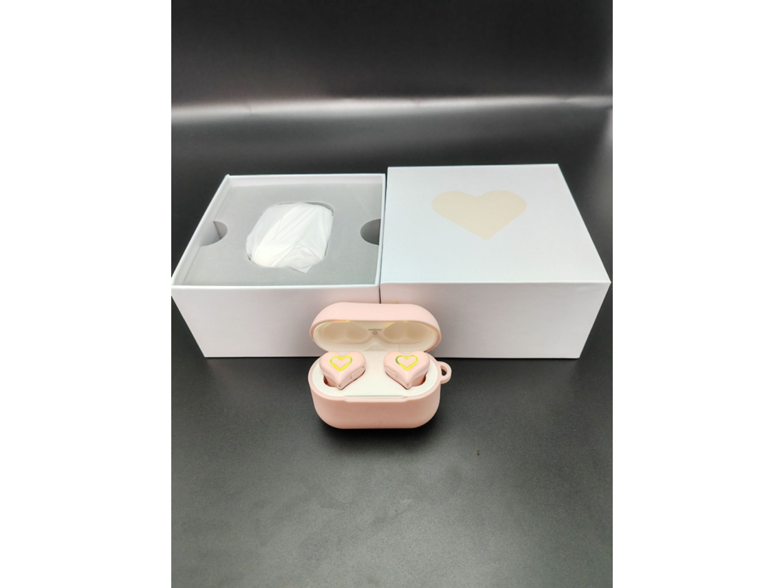 Novo Fone Heartbuds Coração Fone Sem Fio Fofo Para Mulheres, Rosa Espelhado Luzes Coloridas Sfushos