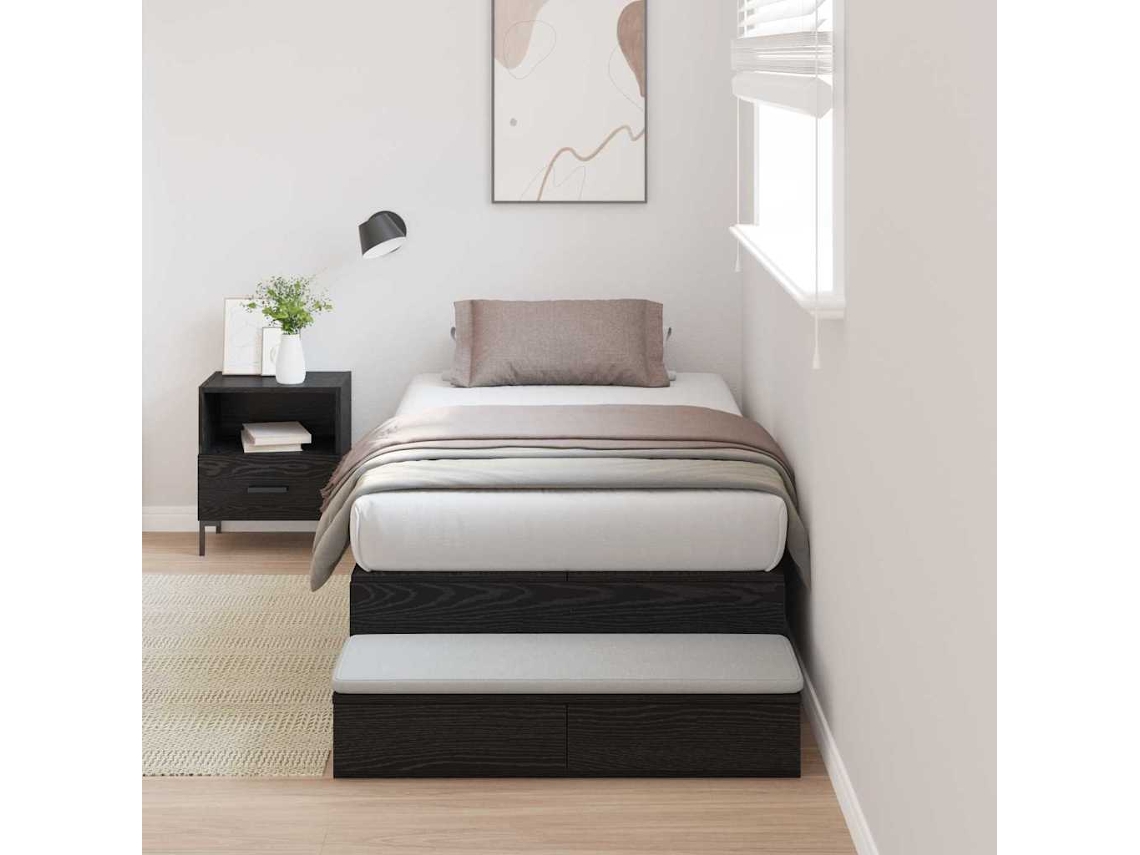 Vidaxl Estrado De Cama Com Arrumação Com Gaveta Carvalho Preto 90 Cm
