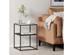 Mesa de Apoio Solund com Prateleira em Aço/Vidro 55X40X40Cm Preto Mate [EN.CASA]