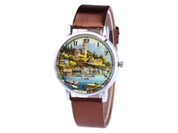 Reloj Analógico De Cuarzo Para Hombre Y Mujer Con Correa De Cuero Pu (café)