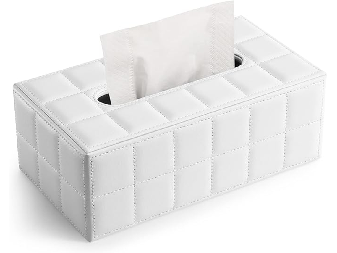 Caixa de Lenços Cosméticos de Couro Branco ZYBLSSBB