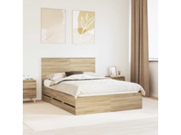 Vidaxl Estrutura Da Cama Com Gaveta Carvalho Sonoma 140 X 200 Cm
