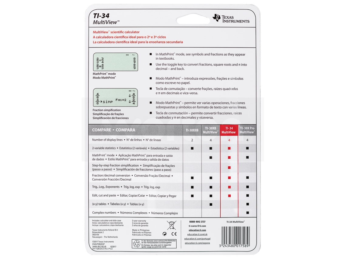 Calculadora Científica Texas TI 34 Multiview