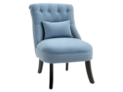 Poltrona lounge com almofada, pernas de madeira, para leitura, azul | S/MARCA
