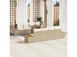 Vidaxl Conjunto De Sofá De Jardim 9 Pcs Bege Rattan Sintético