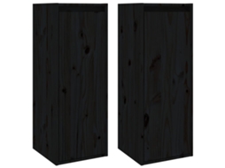 Conjunto de Armários de Parede 2 Peças Pinho Maciço Preto MAISON EXCLUSIVE (30x30x80 cm)
