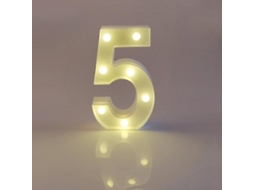 Omni números Led Iluminados 22cm Blanco 0 9 para Bodas Cumpleaños Fiesta Con Baterías Número 5