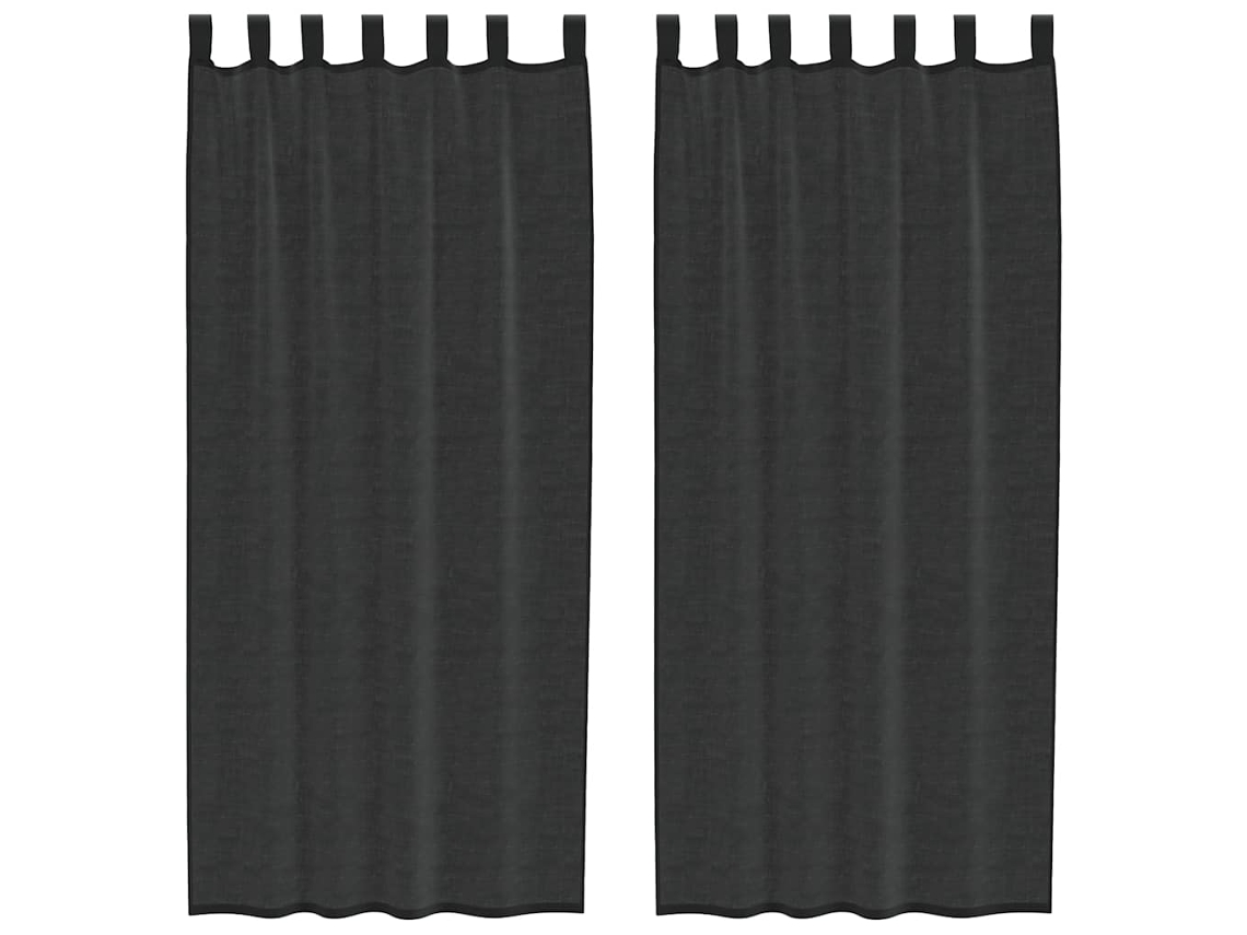 Cortinas de Voile com Aba 2 Pcs Preto MAISON EXCLUSIVE