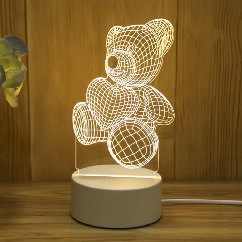Luminária Noturna Led Usb 3d em Acrílico , Ideal para Decoração de Casa e Quarto. MDUG (7 Cores)