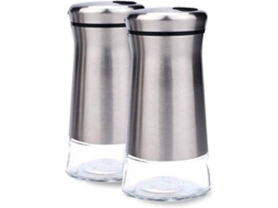 Set De 2 Saleras E Pimenteiras De Vidro E Aço Inoxidável Com Buracos Ajustáveis Para Verter