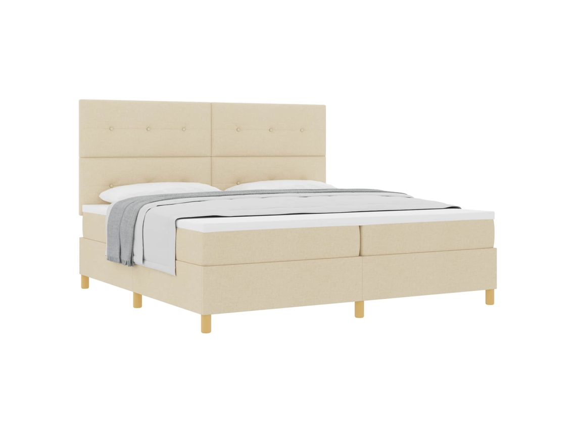 Conjunto 1 Cama Box Vidaxl Creme Tecido (200 X 200 Cm)