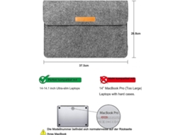 Lurelia Capa Para Macbook 14 Polegadas, Em Tecido, Cinza Claro