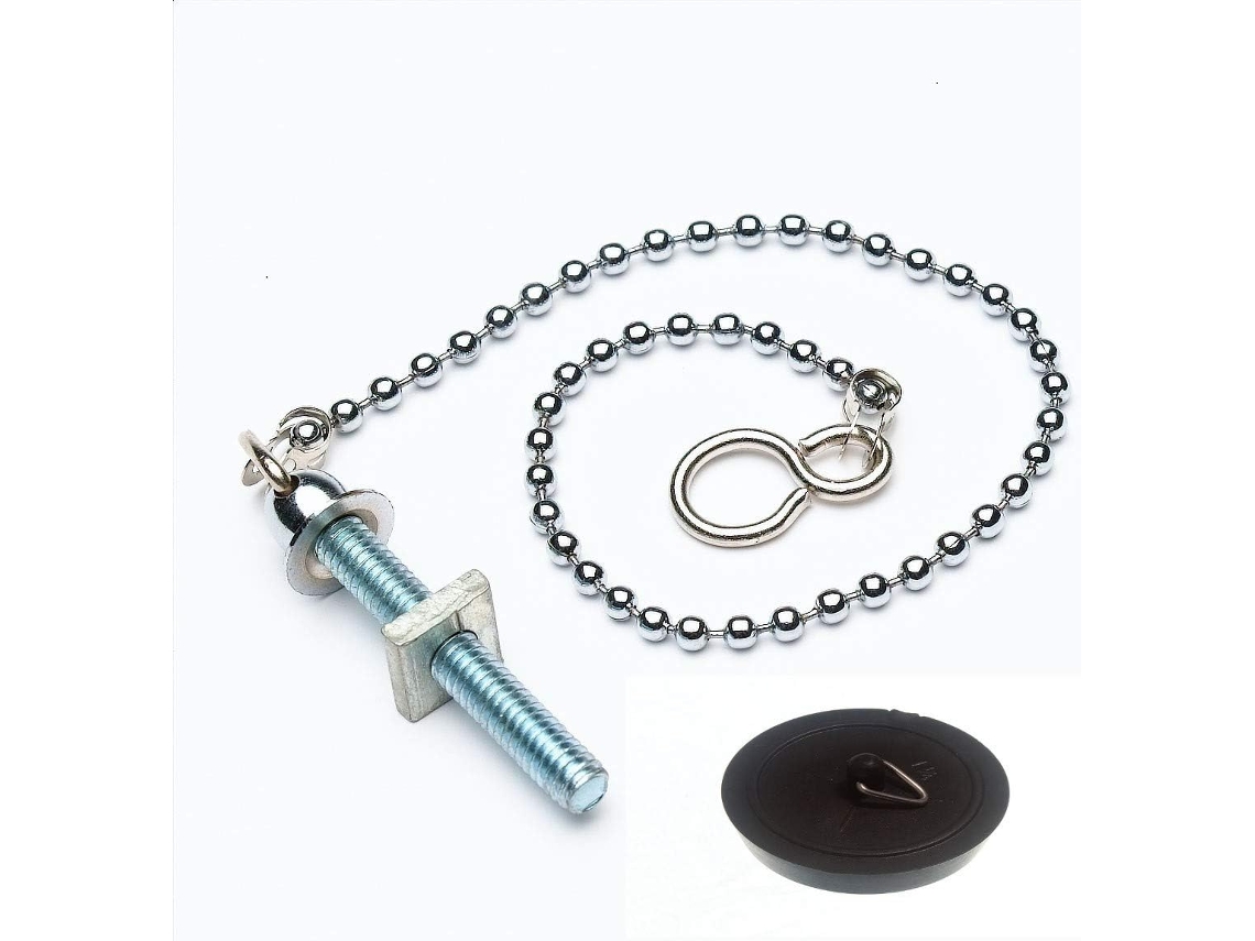 Conjunto Completo De 2 Correntes De Bolinhas Para Pia Com Tampa Preta De 300 Mm