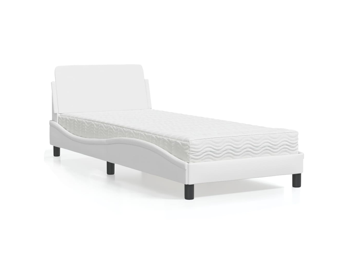 Vidaxl Cama Com Colchão Dover 80x200 Cm Couro Artificial Branco