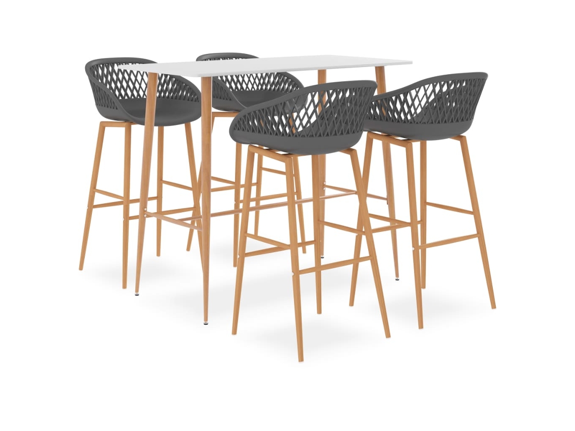 Vidaxl 5 Pcs Conjunto De Bar Branco E Cinzento