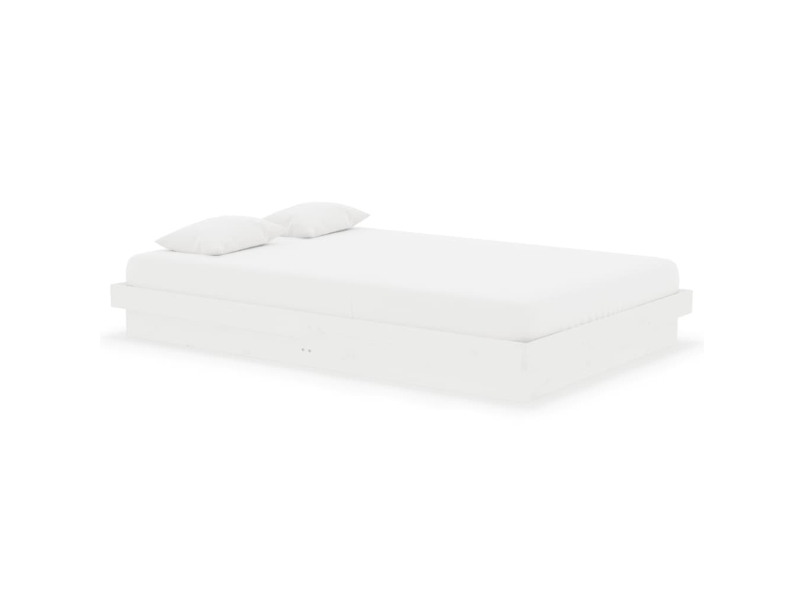 Estrutura Cama Pequena Casal 120x190 cm Pinho Maciço Branco MAISON EXCLUSIVE
