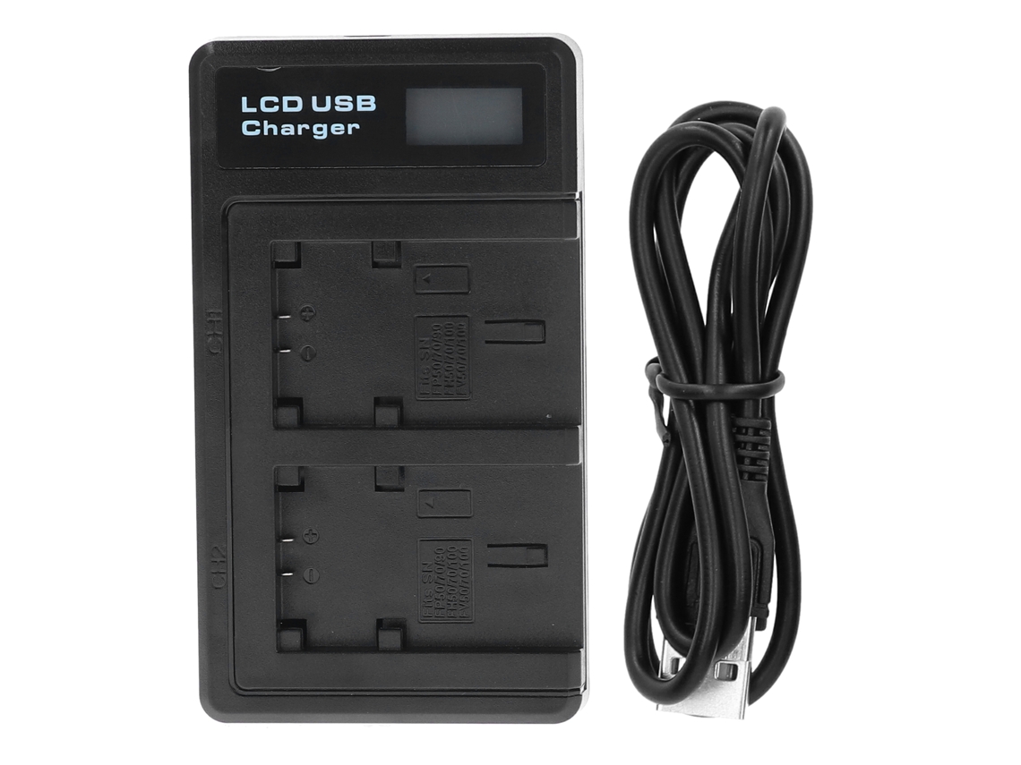Cargador De Bateria Plástico Com Tela Lcd Para Bateria De Camera, Carga Dupla Para Np‑fv100