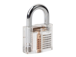 Conjunto de Cadeado Transparente com Chave MARCA para Abertura de Itens