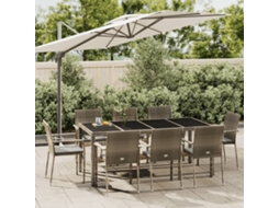 Vidaxl 9 Pcs Conjunto De Jantar P/ Jardim C/ Almofadões Vime Pe Cinza