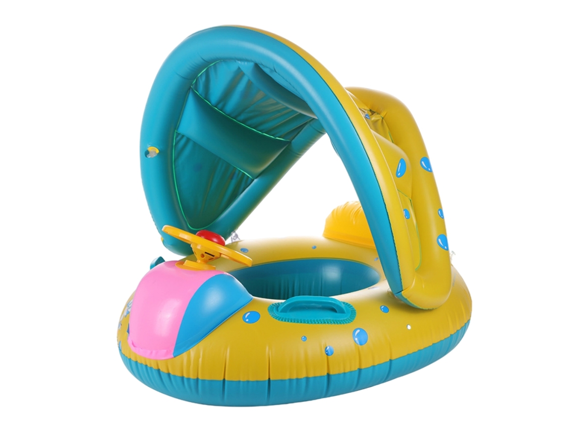 Flutuador de Piscina para Bebê com Proteção Solar e Volante