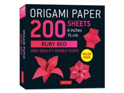 Livro Origami Paper 200 sheets Ruby Red 6 de Tuttle Publishing (Inglês)