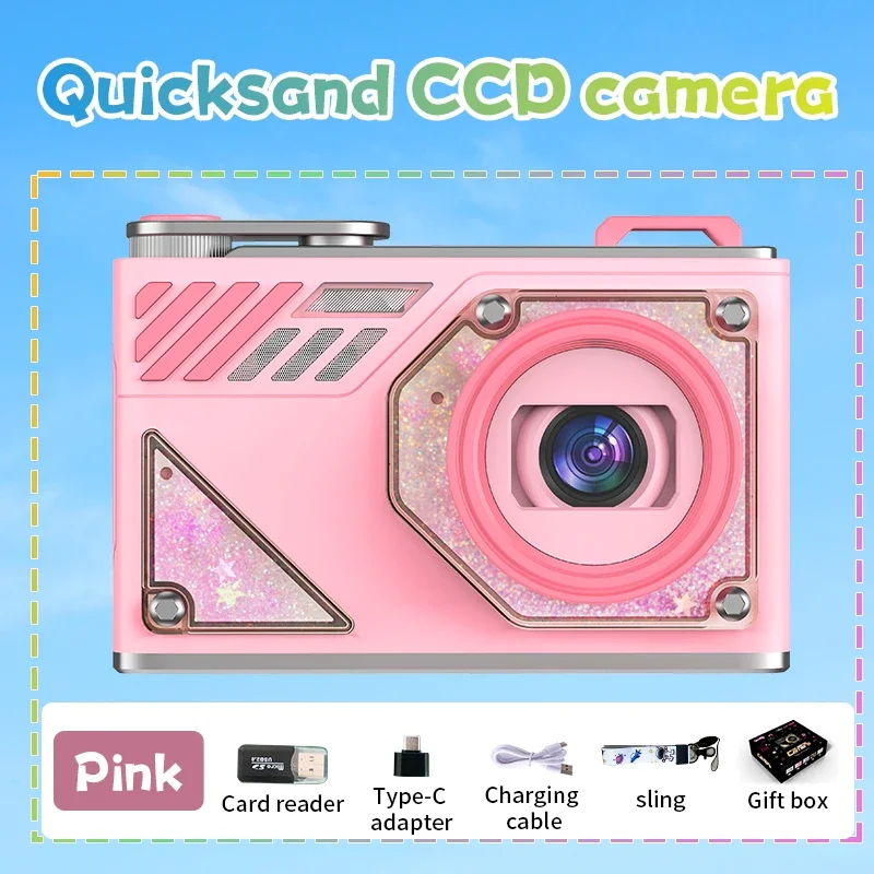 (rosa, Sem Cartão) Câmera Digital, Tela De 2,8 Polegadas, Zoom Óptico De 5x, Câmera Portátil Ccd Ideal Para Iniciantes, Viagens E Vlogs