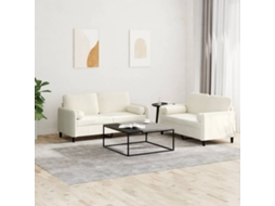 2 Pcs Conjunto De Sofás Com Almofadas Veludo Cor Creme