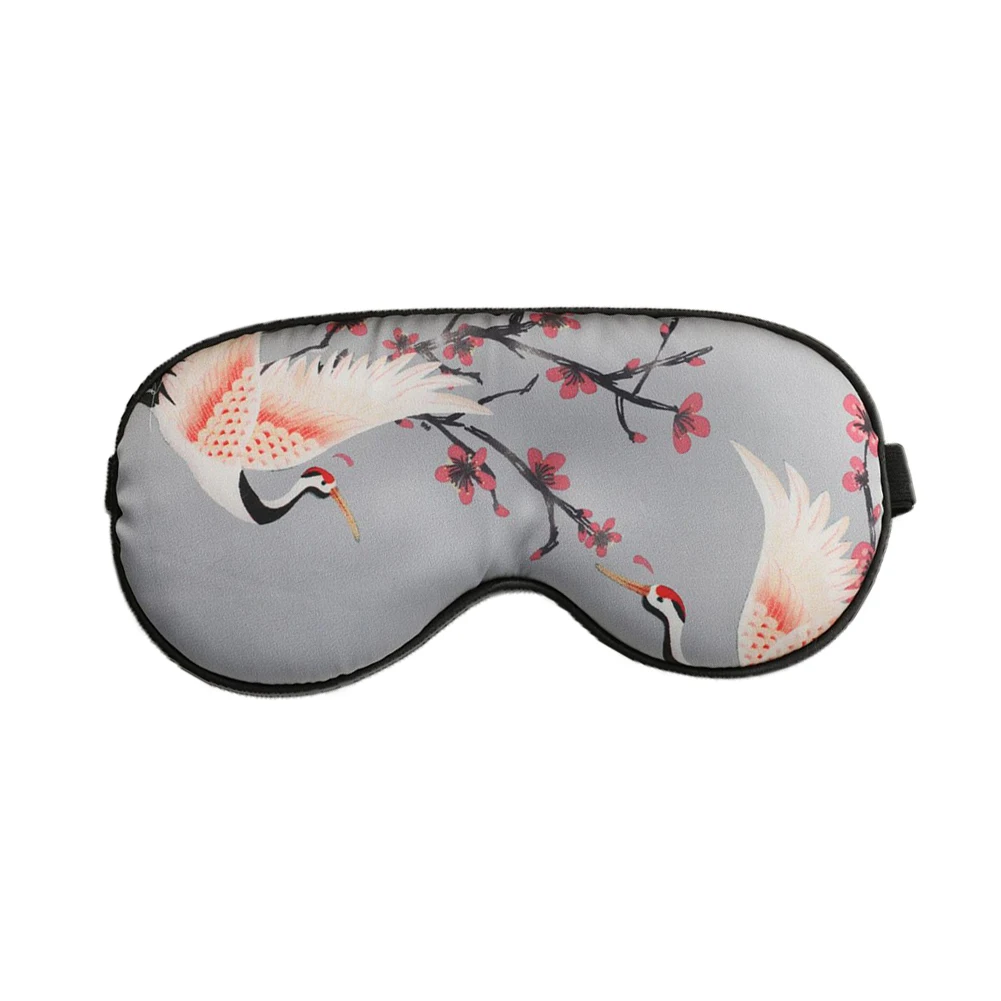 Máscara de Dormir Portátil e Macia com Estampa de Garça em Imitação de Seda, Ajuste para os Olhos e Ventilação, Ideal para Viagens AQUAFORGE