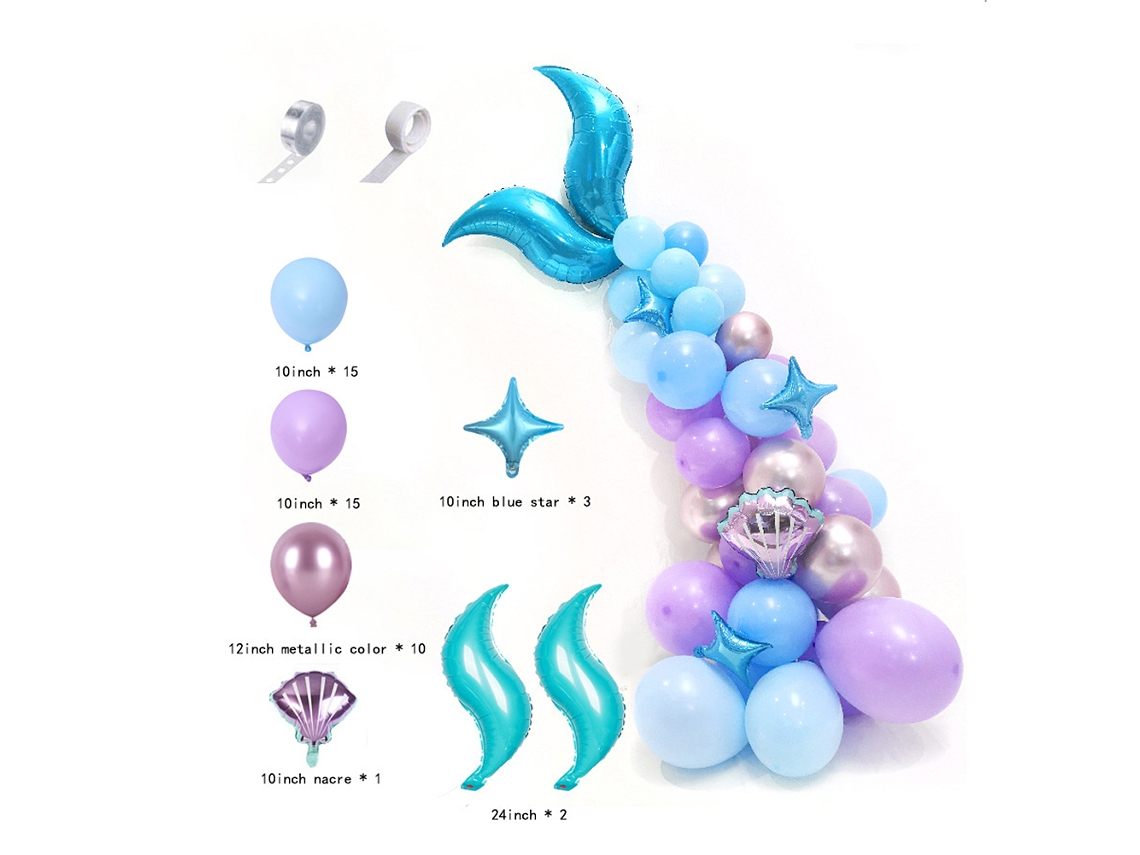 Conjunto De Balões Mermaid Decorativos Para Festa Oceânica E Aniversário