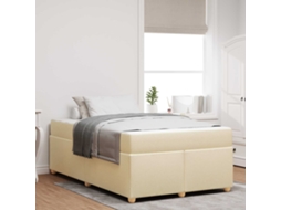 Vidaxl Estrutura Da Cama Com Colchão Creme 120 X 190 Cm Tecido