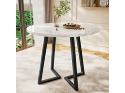 Mesa De Jantar Redonda De Design Moderno Em Mármore E Metal,ideal Para Sala De Jantar Ou Estar,cores Branco E Preto Echo